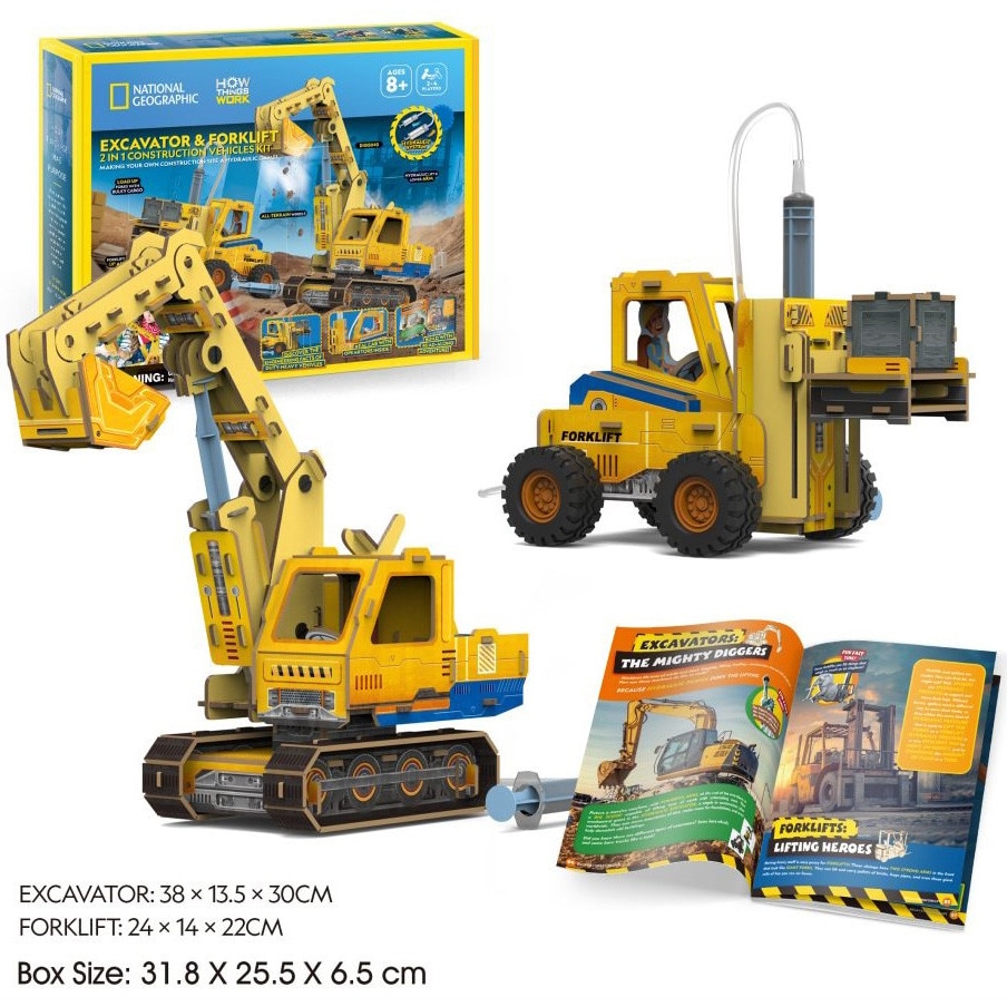 MEGAREX, VNGD 3点セット Puzzle 3D National Geographic 2in1 - Excavator si stivuitor - eMAG.ro