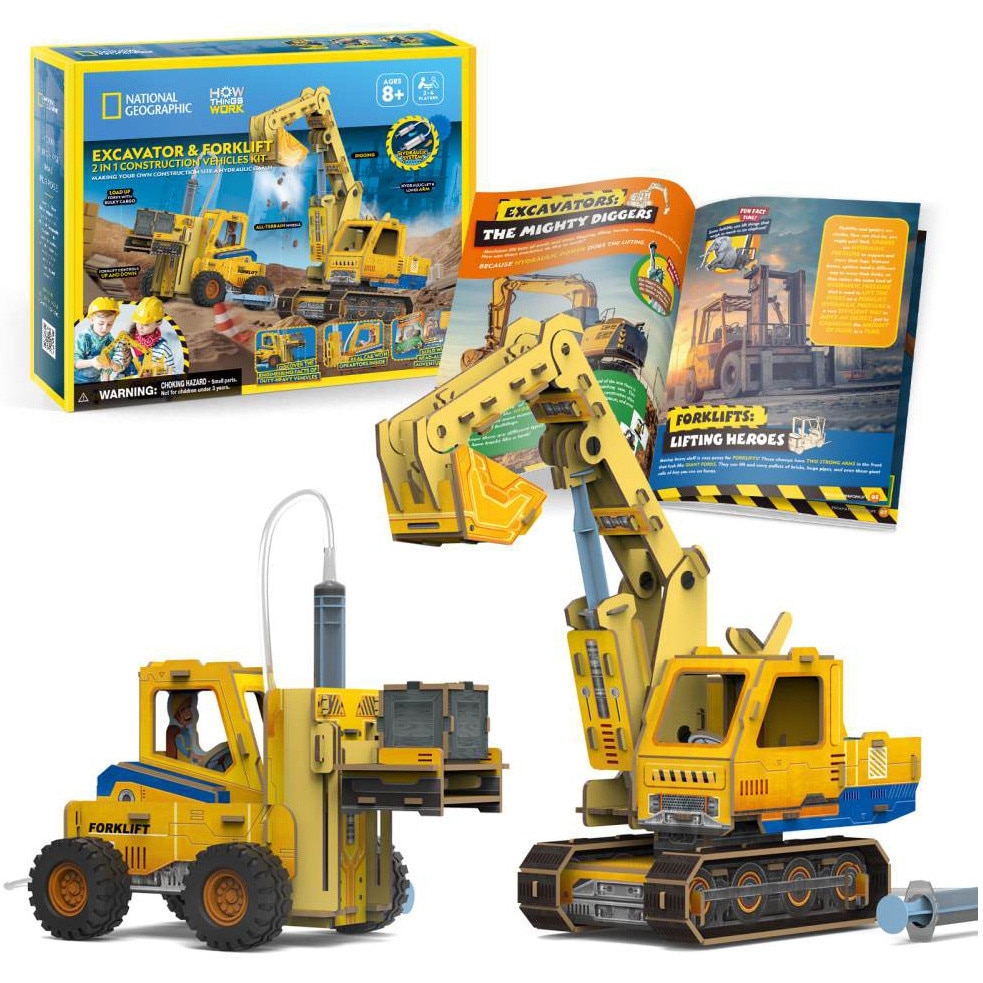 Puzzle 3D National Geographic 2in1 - Excavator si stivuitor - eMAG.ro