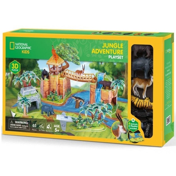 Puzzle 3D National Geographic - Aventura in jungla, 65 piese