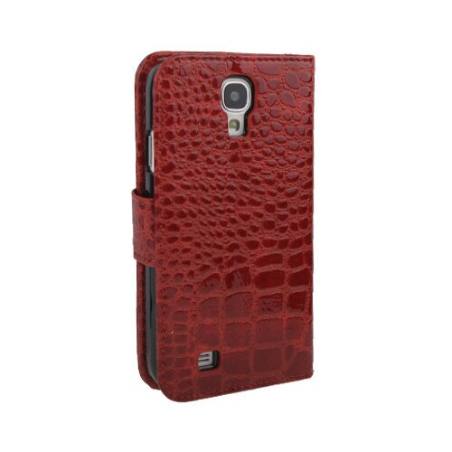 Husa protectie SKY CROCODILE pentru SAMSUNG GALAXY S4 (i 9500), Flip orizontal, Inchidere magnetica, Piele - Rosu