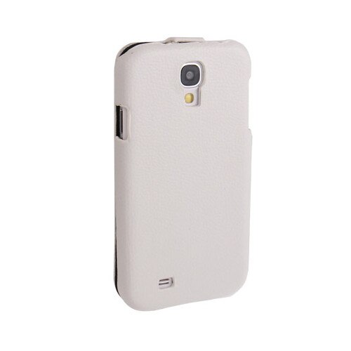 Husa protectie SKY TEXTURE pentru SAMSUNG GALAXY S4 (i 9500), Flip vertical - Alb