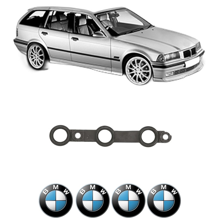 Set garnitura chiuloasa capac culbutori BMW Seria 3 Touring (E36) 320 i din 1995-1999 KW 110 CP 150 CMC 1990, Auto, Elring, 4x Stikere auto cu BMW