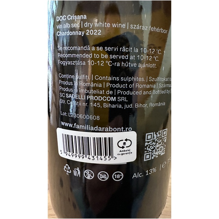 Vin alb Project Chardonnay, Sec, 0.75l