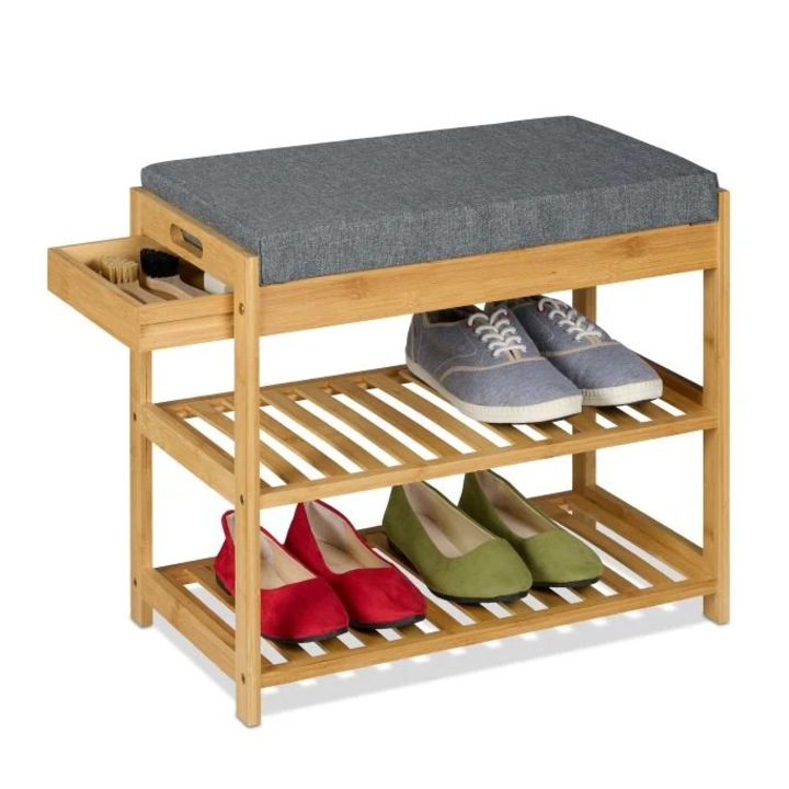 Cipőpad ülőkével és fiókkal