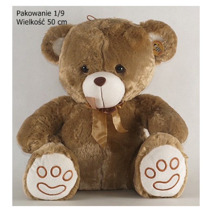 Ursulet de plus, fara marca, 50 cm, cu funda de satin, pentru fete, culoare: multicolor, material: plus, caracteristici: mare, moale, confortabil