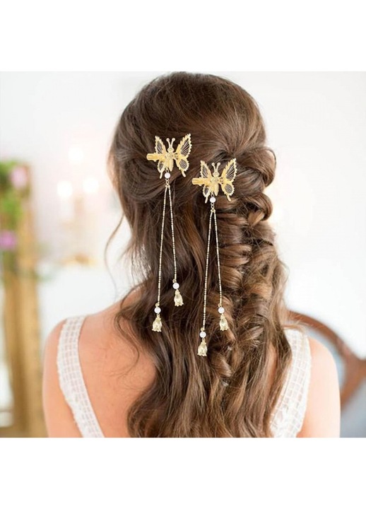 Pillangó hajcsat, fém, arany