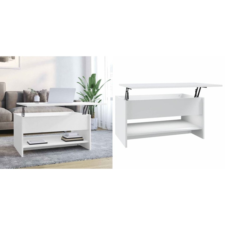 Masuta de cafea, alb, 80x50x40 cm, lemn compozit