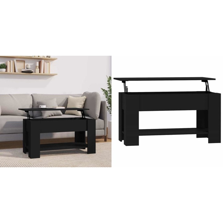 Masuta de cafea, negru, 101x49x52 cm, lemn prelucrat