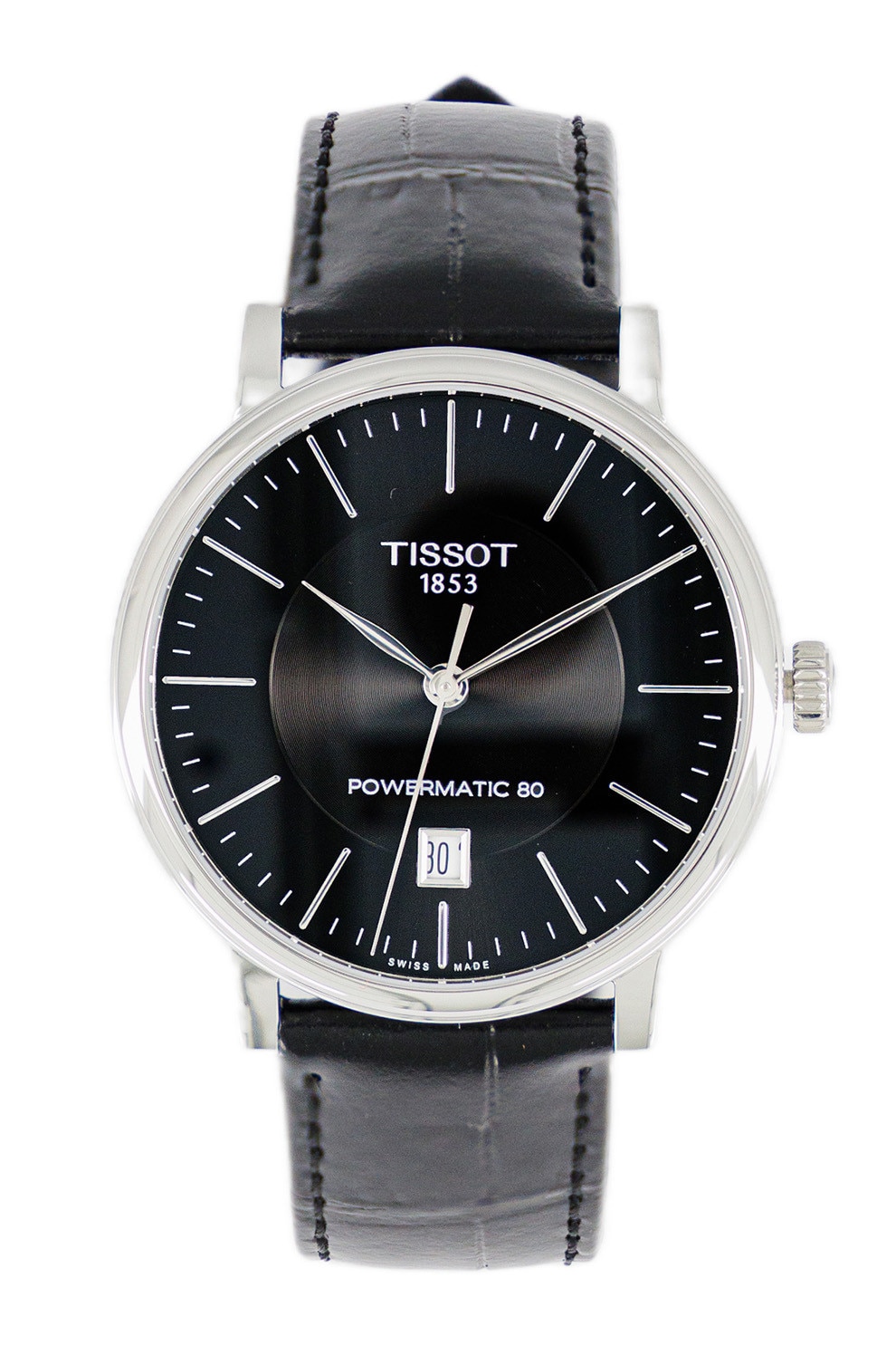 SOULS　PS-O80L12S Tissot, Ceas automatic cu o curea de piele Powermatic 80, Argintiu