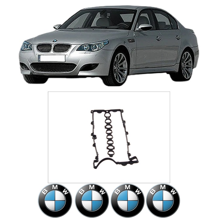 Set garnitura chiuloasa capac culbutori BMW Seria 5 (E60) 520 d din 2005-2009 KW 120 CP 163 CMC 1995, Auto, Elring, 4x Stikere auto cu BMW