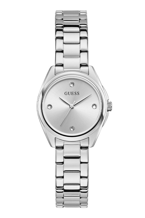 GUESS, Часовник с лого на циферблата, Сребрист