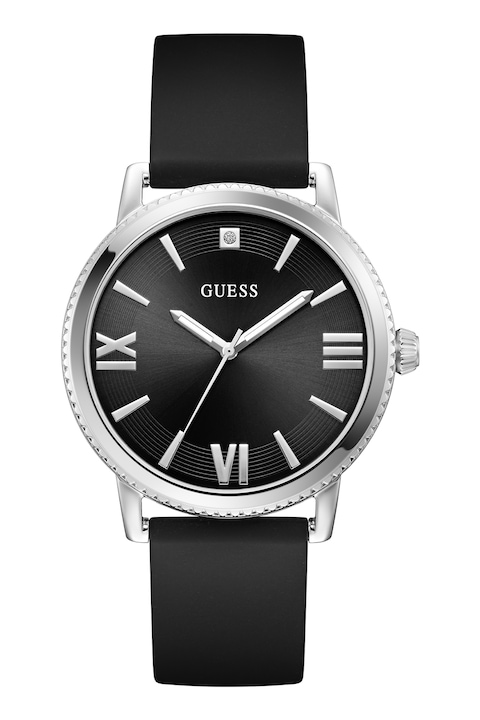 GUESS, Часовник Nolan с кварц, Сребрист, Черен