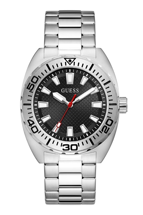 GUESS, Кварцов часовник East с лого, Сребрист