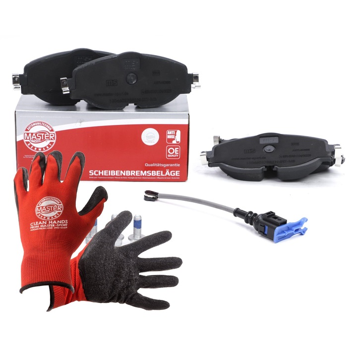 Fékbetét készlet Master-Sport Germany, lengéscsillapító tartóval, 171x160x20.4mm