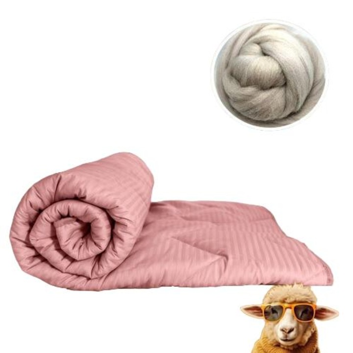 Pilota matlasată Ralex Pucioasa 140x210cm, umplutura 100% lana, tesatura damasc 100% bumbac