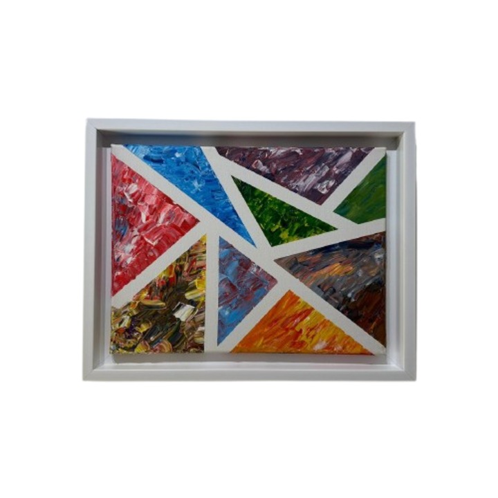 Tablou canvas "Elemente", 37 x 47 cm, pictat manual, panza pe sasiu din lemn de pin