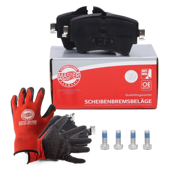 Предни спирачни накладки Master-Sport, комплект, 4 болта, 129x64,3x71,3мм, без контакт за износване, червени, XL