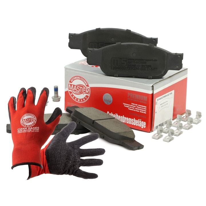 Fékbetét készlet Master-Sport Germany, 163x58mm, lengéscsillapító tartóval