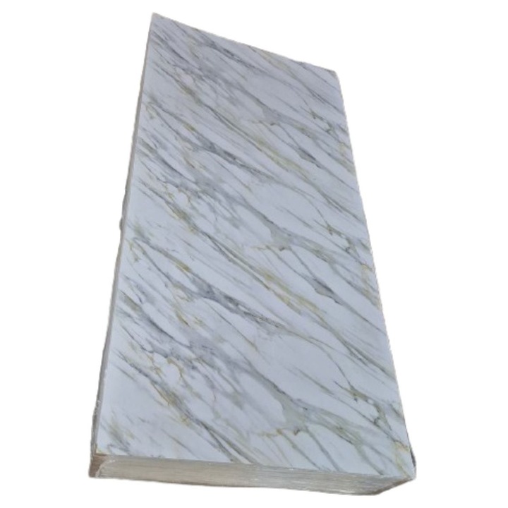 Panou decorativ imitatie marmura PVC, Alb/Gri, impermeabil, ignifug, 2700x1220x3mm