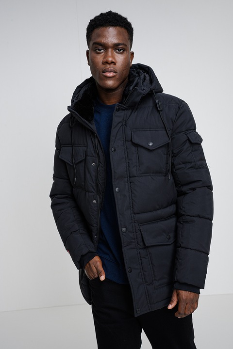 Geographical Norway, Geaca cu buzunare cu clapa Corlas, Negru stins