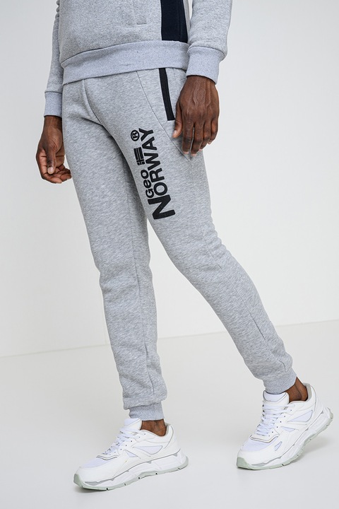 Geo Norway, Moulaga szabadidőnadrág húzózsinórral a derékrészén, Fekete/Melange szürke