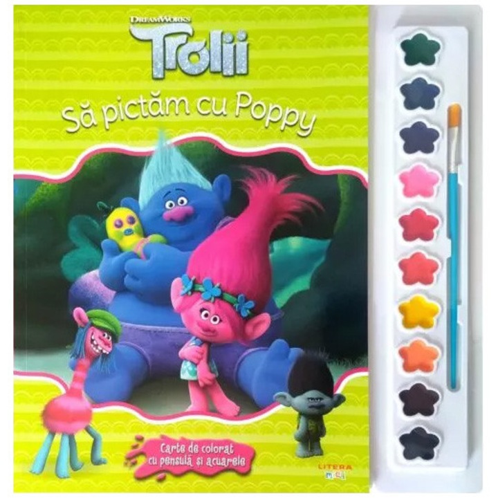 Trolii. Sa pictam cu poppy. Carte de colorat cu pensula si acuarele