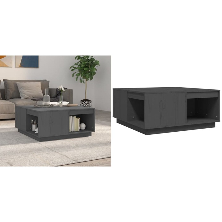 Masuta de cafea, gri, 80x81x36, 5 cm, lemn masiv de pin