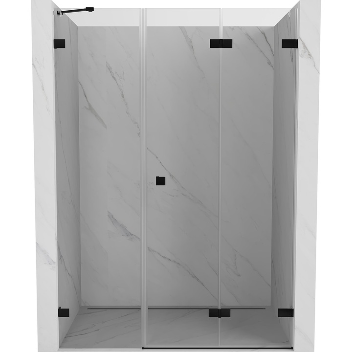 Mexen Lunar-F usi de dus pliante dreapta 145 cm, transparent, negru - 836S-145-050-70-00-P