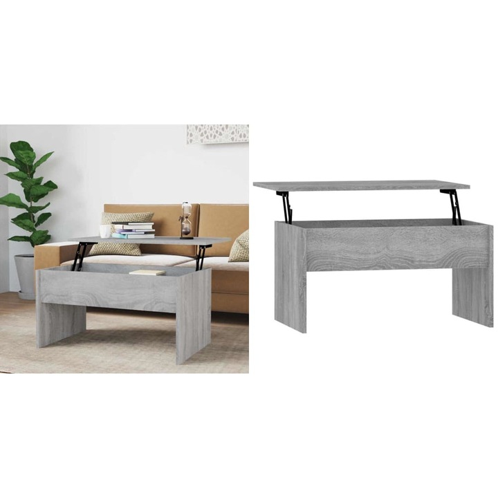 Masuta de cafea, gri sonoma, 80x50, 5x41, 5 cm, lemn prelucrat