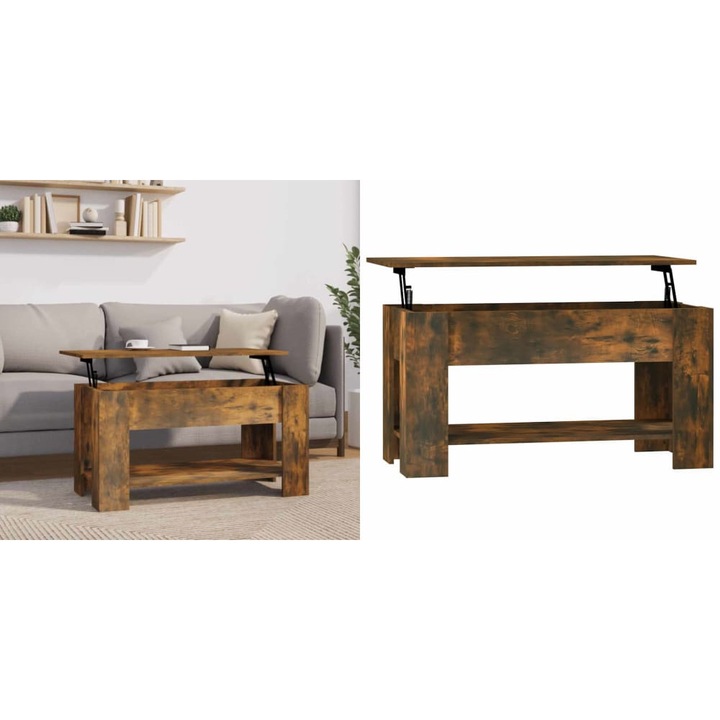 Masuta de cafea, stejar fumuriu, 101x49x52 cm, lemn prelucrat