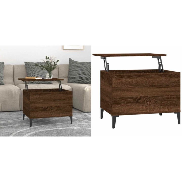 Masuta de cafea, stejar maro, 60x44, 5x45 cm, lemn prelucrat