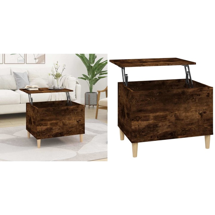 Masuta de cafea, stejar fumuriu, 60x44, 5x45 cm, lemn prelucrat