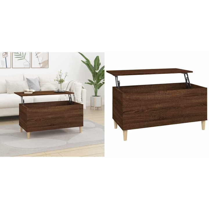 Masuta de cafea, stejar maro, 90x44, 5x45 cm, lemn compozit