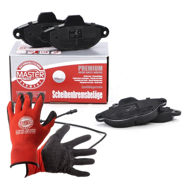 Fékbetétek Master-Sport 13046039512N, 115x55,4mm, lengéscsillapító tartóval és kesztyűvel
