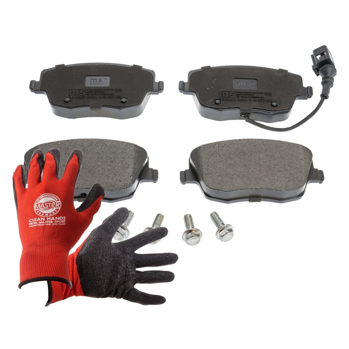 Master-Sport első fékbetétek, 160x131x18,8 mm, 4 csavar, piros, XL kesztyűvel