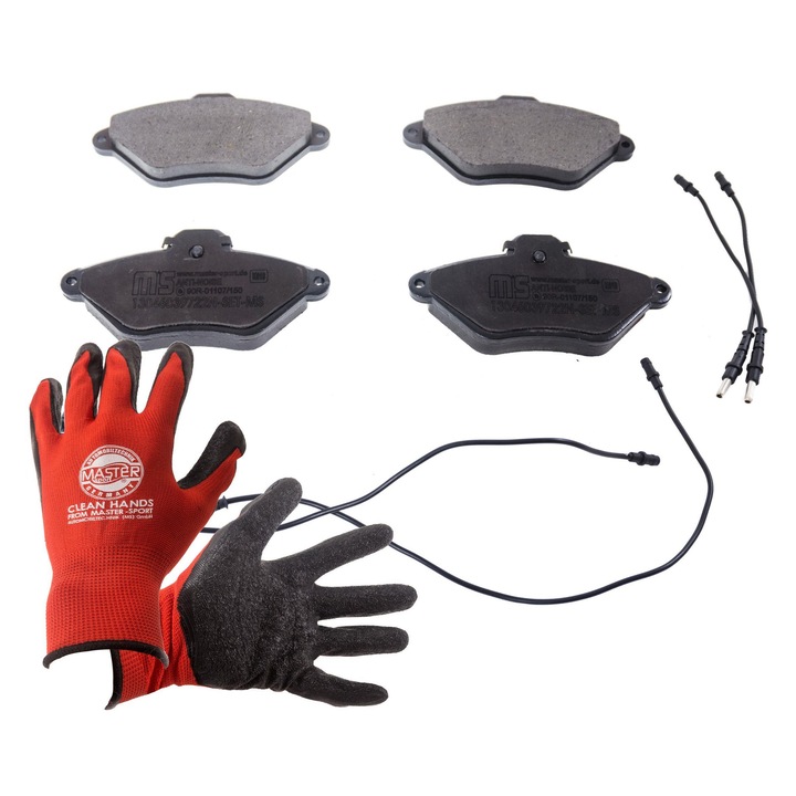 Fékbetét készlet Master-Sport, 16,3mm, 131x69mm, piros, XL kesztyűvel