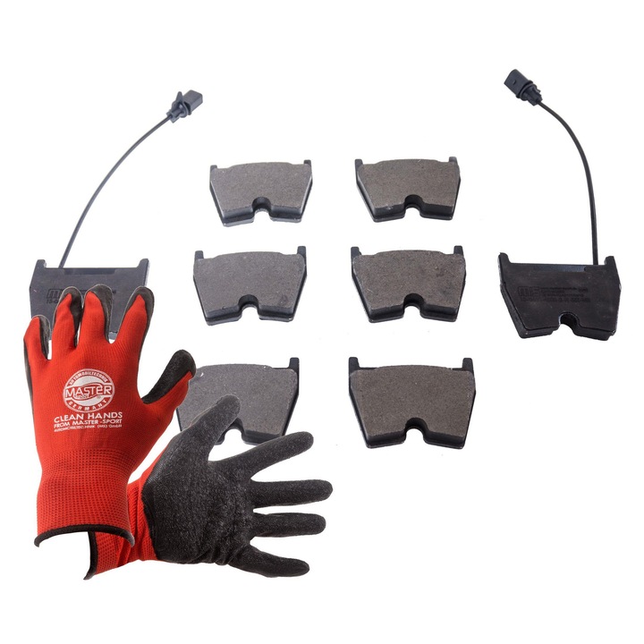 Fékbetét készlet, Master-Sport kesztyű, 240x97x74mm, 2.6kg, lengéscsillapító támasztékkal, piros, XL