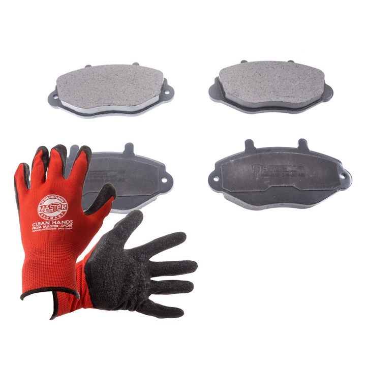 Master-Sport első fékbetétek, 139x72,1mm, rezgéscsillapítóval, piros, XL kesztyűvel