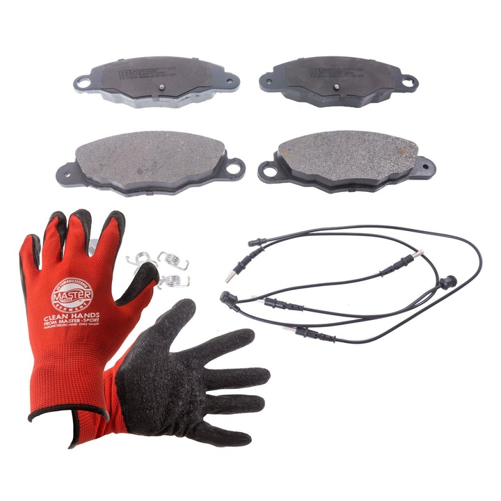 Fékbetét készlet és autós kesztyű Master-Sport, 2 darab, 169x61mm, rezgéscsillapítóval, Citroen Xantia-hoz, 13046039862N-SET-MS