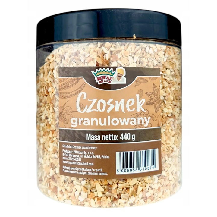 Usturoi granulat, Royal Brand, 440g, fara conservanti, fara gluten, borcan reutilizabil