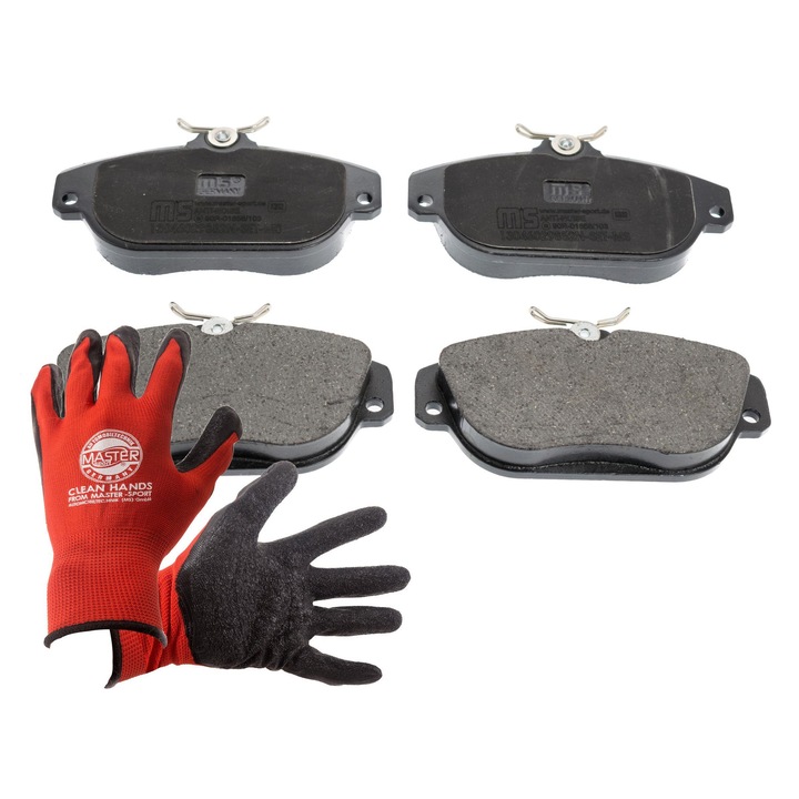 Master-Sport fékbetétek, 129x64.8mm, kopásjelző érintkező nélkül, piros, XL, munkakesztyűt tartalmaz