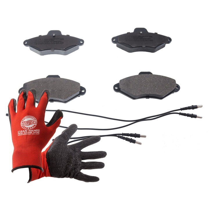 Master-Sport első fékbetétek, szett, 131x60,1mm, csillapító támasztékkal, piros, XL kesztyűvel