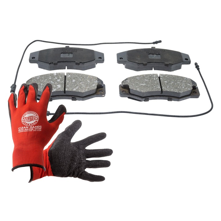Fékbetét készlet Master-Sport, 13046039332N, 2 db, tartóval, 123x48,9mm, XL-es kesztyűvel