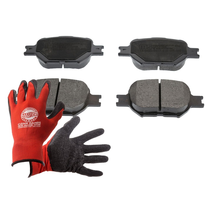 Master-Sport fékbetét készlet, 13046058172N, 118x58,5mm, kopásjelző érintkező nélkül, piros, XL, munkakesztyűvel