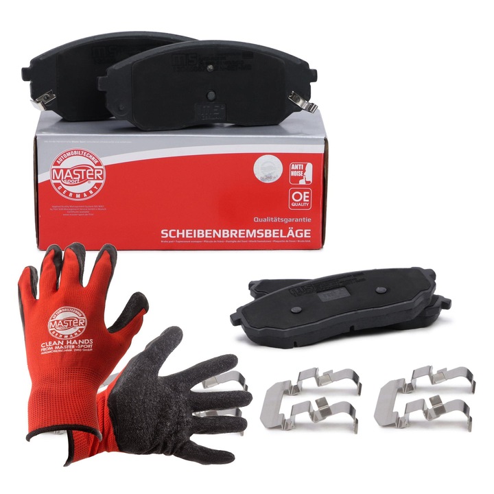 Master-Sport fékbetét szett, 155x60,1mm, kopásérzékelővel, 2,15kg, piros, XL méret