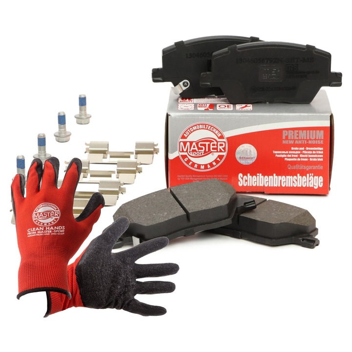 Set placute de frana Master-Sport, 13046056792N, cu suruburi, 19,6mm, 133x58mm, rosu, XL