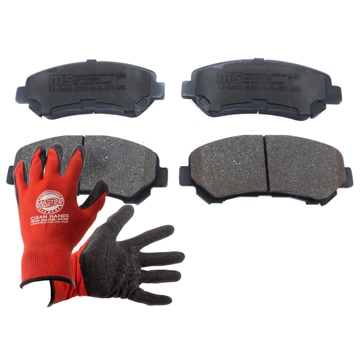 Master-Sport fékbetétek, 13046057522N, 142x59,1mm, lengéscsillapító tartóval, piros, XL kesztyűvel