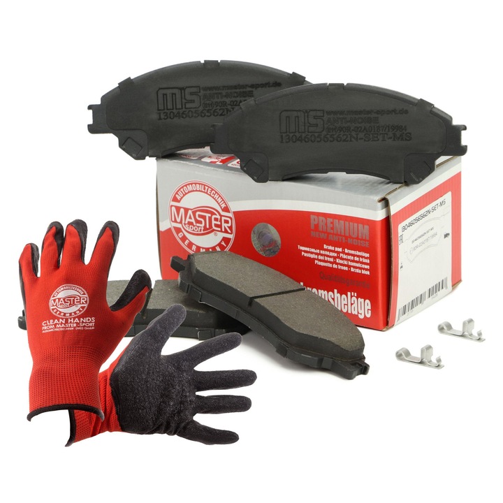 Fékbetét készlet Master-Sport, 13046056562N, lengéscsillapító támasztékkal, 142x55,1mm, piros, XL