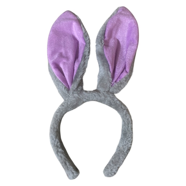 Bentita urechi iepuras cu blana gri/mov, marime universala