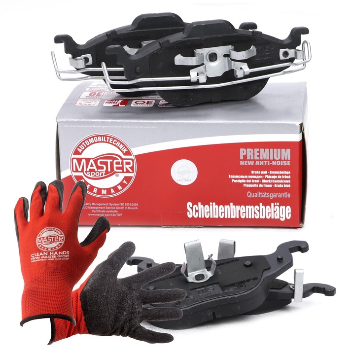 Fékbetét és kesztyű szett, Master-Sport, 13046071152N, 160x63mm, Piros, XL